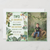 Invitation Dinosaur Deux-A-Saurus 2e fête d'anniversaire Phot (Devant)