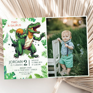 Invitation Dinosaur Deux-A-Saurus 2e fête d'anniversaire Phot