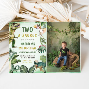 Invitation Dinosaur Deux-A-Saurus 2e fête d'anniversaire Phot