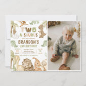 Invitation Dinosaur Deux-A-Saurus 2e fête d'anniversaire Phot (Devant)