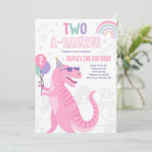 Invitation Dinosaur deux A-Saurus 2e fête d'anniversaire T-Re (Debout devant)