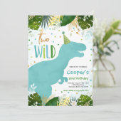 Invitation Dinosaur deux oiseaux sauvages Dinosaure Anniversa (Debout devant)