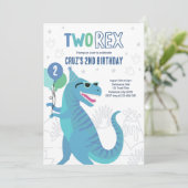 Invitation Dinosaur Deux Rex 2e Anniversaire fête T-Rex (Debout devant)