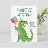 Invitation Dinosaur Deux Rex 2e Anniversaire fête T-Rex (Debout devant)