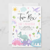 Invitation Dinosaur Deux Rex 2e fête d'anniversaire (Devant)