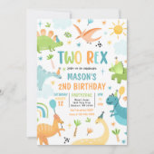 Invitation Dinosaur Deux Rex 2e fête d'anniversaire (Devant)