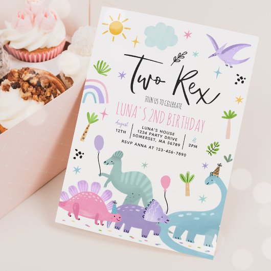 Invitation Dinosaur Deux Rex 2e fête d'anniversaire