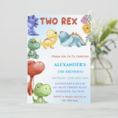 Invitation Dinosaur Deux Rex fête d'anniversaire (Debout devant)