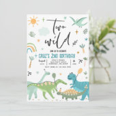 Invitation Dinosaur deux Wild 2e fête d'anniversaire (Debout devant)