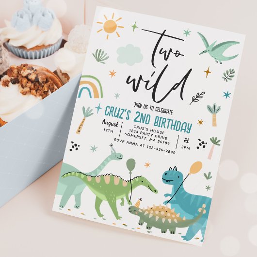 Invitation Dinosaur deux Wild 2e fête d'anniversaire