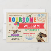 Invitation Dinosaur Dig, fête d'anniversaire T-Rex Dino Invit (Devant)