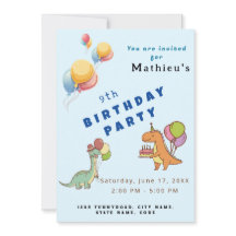 Dinosaur dino fête anniversaire de enfant bleu drô