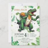 Invitation Dinosaur Dino-Quatre fête d'anniversaire (Devant)