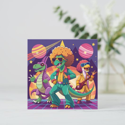 Invitation Dinosaur Disco Dig (Debout devant)