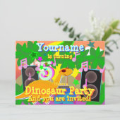 Invitation Dinosaur DJ Party 5e anniversaire Cool (Debout devant)