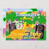 Invitation Dinosaur DJ Party 5e anniversaire Cool (Devant / Derrière)