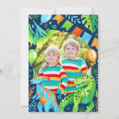 Invitation Dinosaur Double Celebration Boys Birthday Photo (Dos)