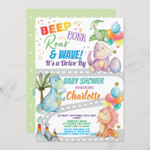 Invitation Dinosaur Drive Through Baby shower