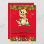 Invitation Dinosaur drôle manger pain d'épices biscuits Noël (Devant / Derrière)