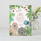 Invitation Dinosaur Enfants 4e anniversaire (Debout devant)