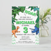 Invitation Dinosaur Enfants Boy Dino Trex Jurassic Anniversai (Debout devant)