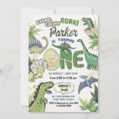 Invitation Dinosaur Fête à thème 1er anniversaire (Devant)