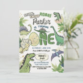Invitation Dinosaur Fête à thème 1er anniversaire (Debout devant)