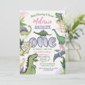 Invitation Dinosaur Fête à thème 1er anniversaire (Debout devant)