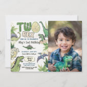 Invitation Dinosaur fête à thème 2e anniversaire (Devant)