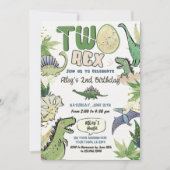 Invitation Dinosaur fête à thème 2e anniversaire (Devant)
