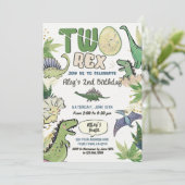 Invitation Dinosaur fête à thème 2e anniversaire (Debout devant)