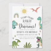 Invitation Dinosaur fête d'anniversaire (Devant)
