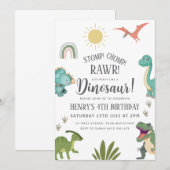 Invitation Dinosaur fête d'anniversaire (Devant / Derrière)