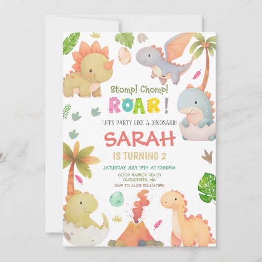 Invitation Dinosaur fête d'anniversaire (Devant)