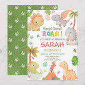 Invitation Dinosaur fête d'anniversaire (Devant / Derrière)