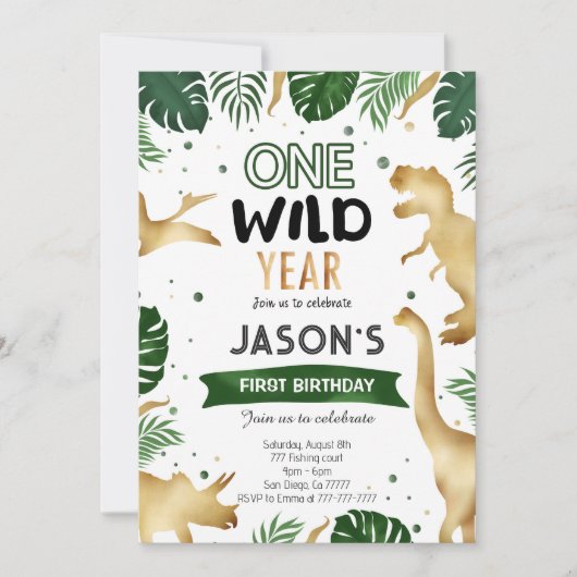 Invitation Dinosaur fête d'anniversaire (Devant)