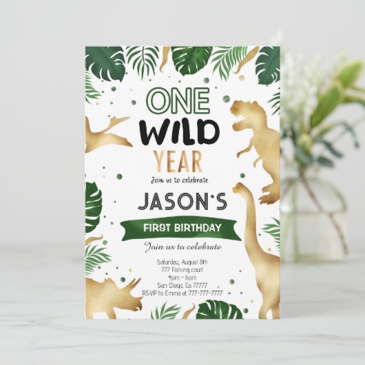 Invitation Dinosaur fête d'anniversaire (Debout devant)