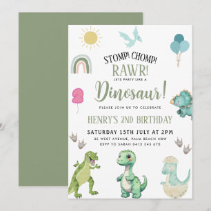 Invitation Dinosaur fête d'anniversaire