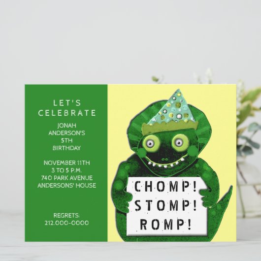 Invitation Dinosaur fête d'anniversaire (Debout devant)