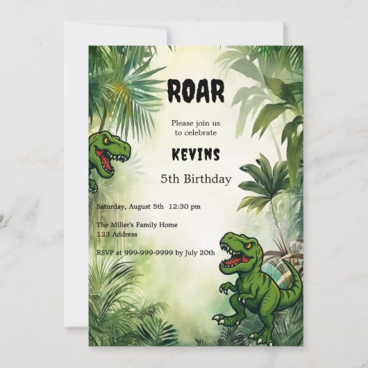 Invitation Dinosaur fêté d'anniversaire (Devant)
