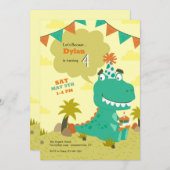 Invitation Dinosaur fête d'anniversaire (Devant / Derrière)