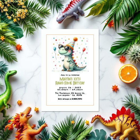 Invitation Dinosaur fête d'anniversaire