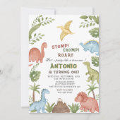 Invitation Dinosaur fête d'anniversaire (Devant)