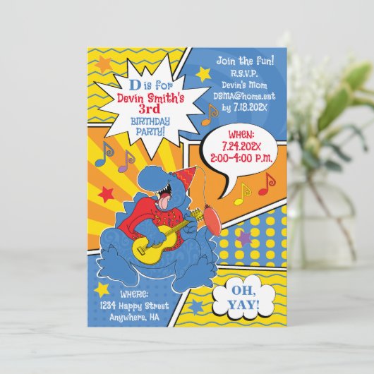 Invitation Dinosaur fête d'anniversaire (Debout devant)