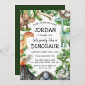 Invitation Dinosaur fête d'anniversaire (Devant / Derrière)