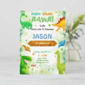 Invitation Dinosaur fête d'anniversaire (Debout devant)