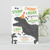 Invitation Dinosaur fête d'anniversaire (Debout devant)