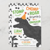 Invitation Dinosaur fête d'anniversaire (Devant / Derrière)