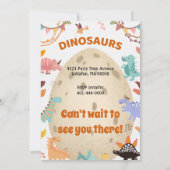 Invitation Dinosaur fête d'anniversaire avec gros Oeuf Dino P (Dos)