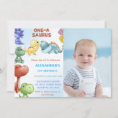 Invitation Dinosaur fête d'anniversaire d'un an à un saurus (Devant)